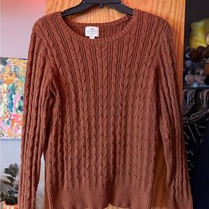 St. John's Bay Cable Knit Sweater in Rich Brown
